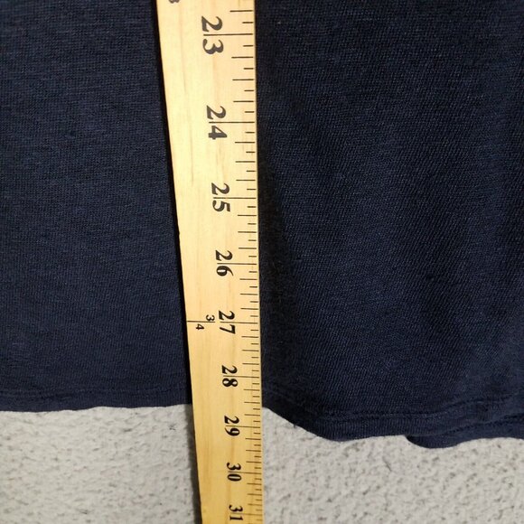 J. Jill Linen Shirt Women's Large Blue Floral Embroidered V-Neck Beach Casual - Picture 8 of 10